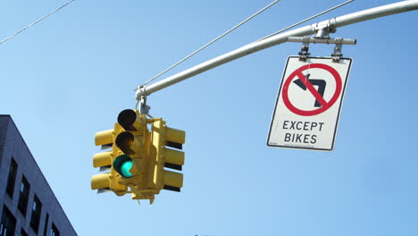 Close-Up-Of-Traffic-Lights-Above-Road-Junction-In-New-York