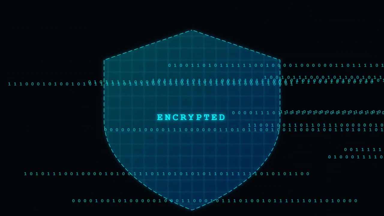 Digital Shield Icon with Encrypted Data Streams