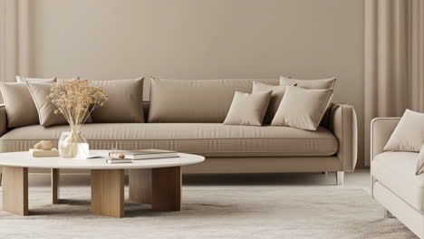 modern neutral-toned living room with sofa and coffee table