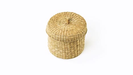 basket bamboo on white background video