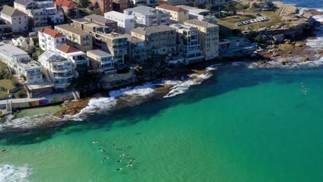 scenic urban landscape of ben buckler suburb with people spending summer in blue sea