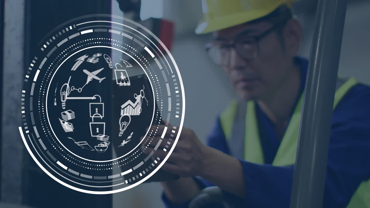 스마트폰을 사용하는 아시아인에 대한 데이터 처리에 대한 지구상의 애니메이션