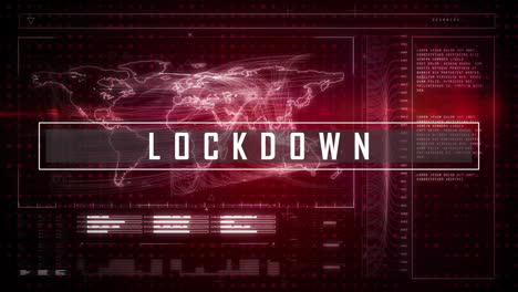 animation of data processing and world map over lockdown text