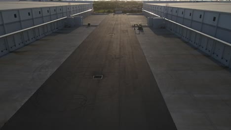 aerial view of outstanding location for warehouse during the golden hour of the day