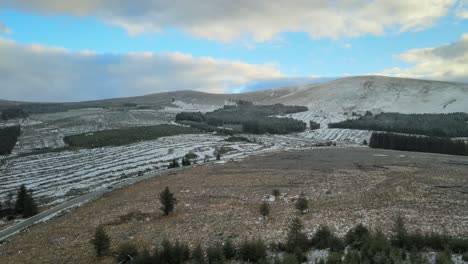 snow-covered wicklow mountains during winter in ireland