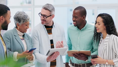 team leader, tablet or business people teamwork