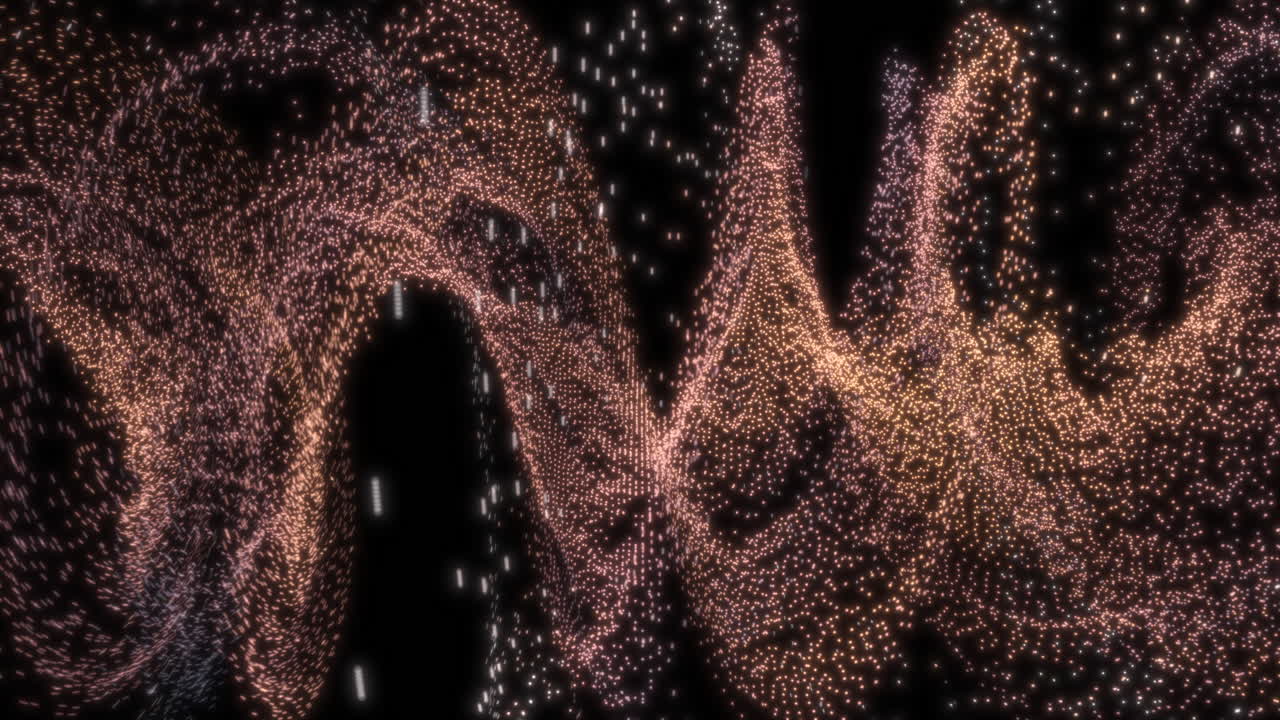 복잡한 구조를 보여주는 빠르게 회전하는 휘어진 추상적인 성운 입자 - 양자 물리학 시각화