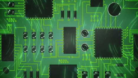 circuit connections against light trails moving in circular motion