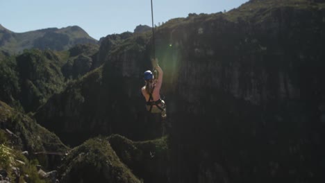 Young-Caucasian-woman-zip-lining