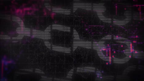 animación del procesamiento de datos sobre un fondo negro