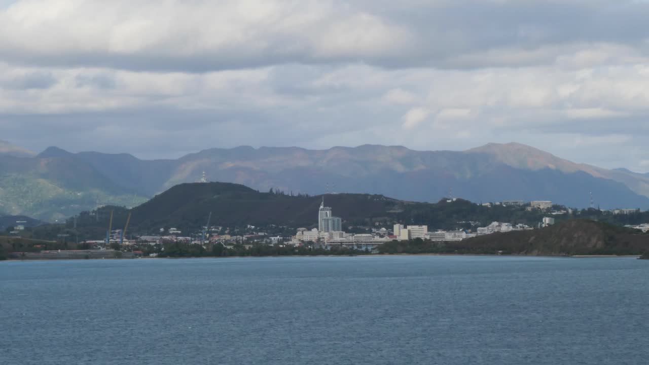 Panoramic view of Noumea, New Caledonia. View of the mountain range.