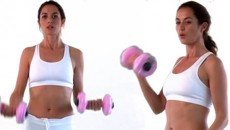 montage of woman doing fitness exercise