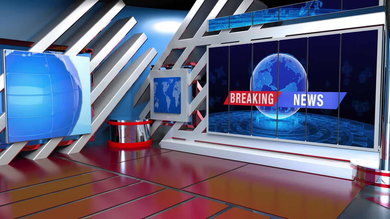 el conjunto de estudios de noticias de tv - bucle de fondo de pantalla verde virtual