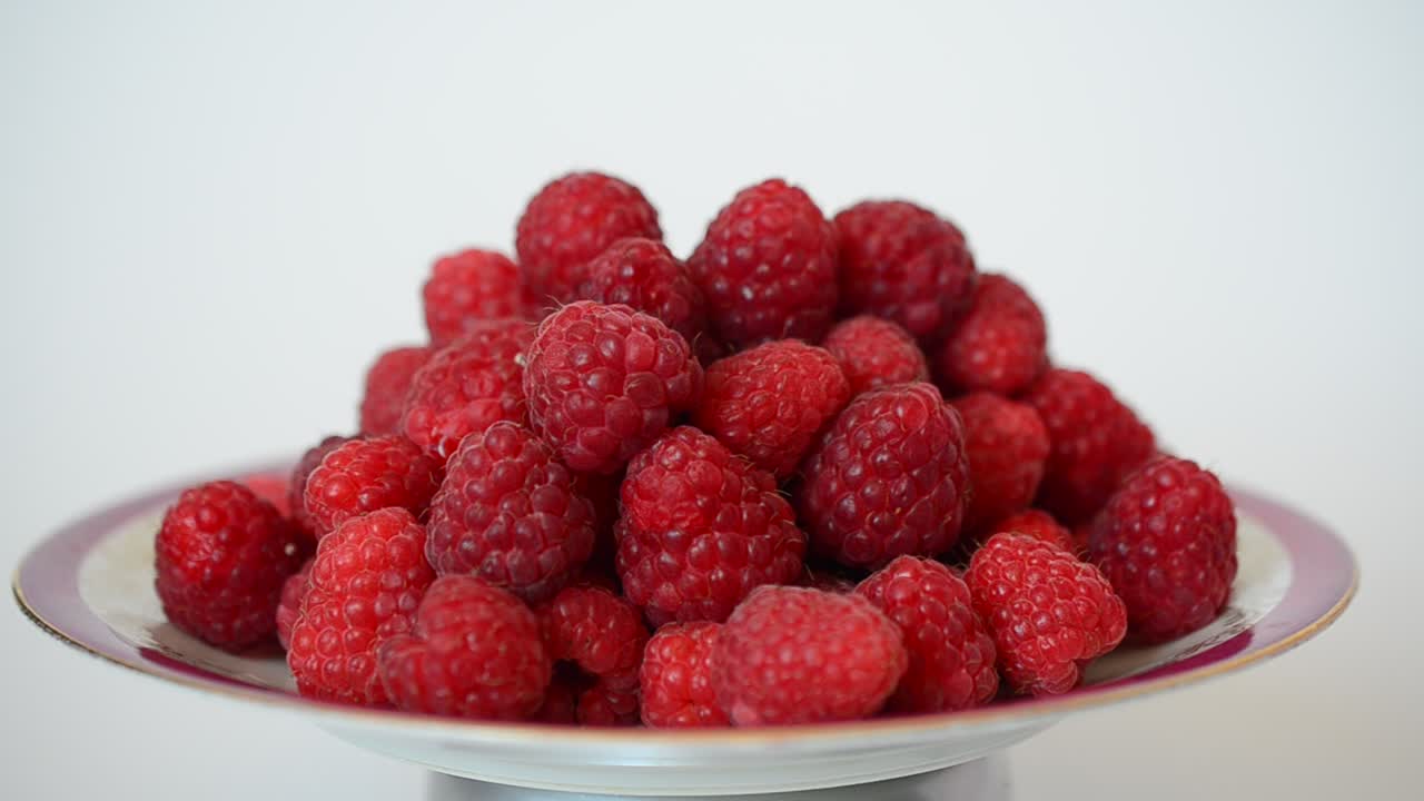 Shooting of raspberry. Summer berries