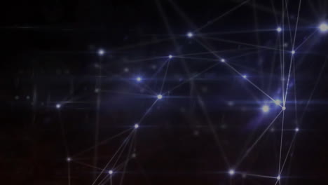 animation of network of connections with glowing spots over dark background