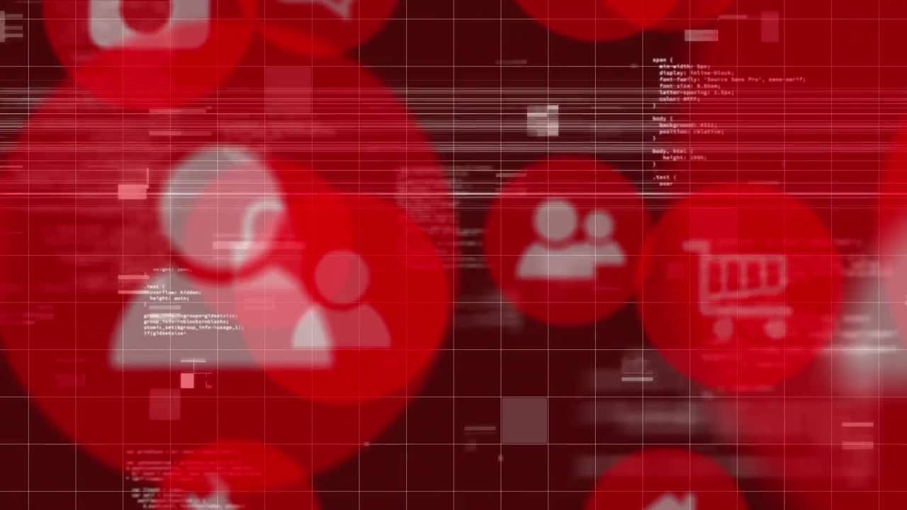 빨간색 배경으로 데이터 처리의 애니메이션