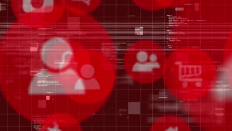 animación del procesamiento de datos con fondo rojo