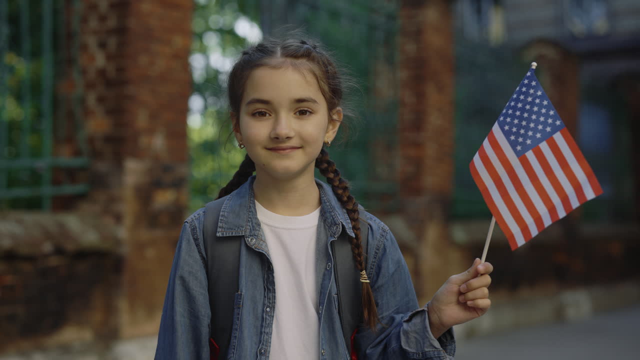 Girl with American Flag