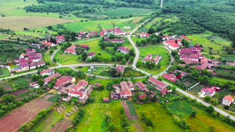 charlottenburg, romania - aerial view circle village in banat