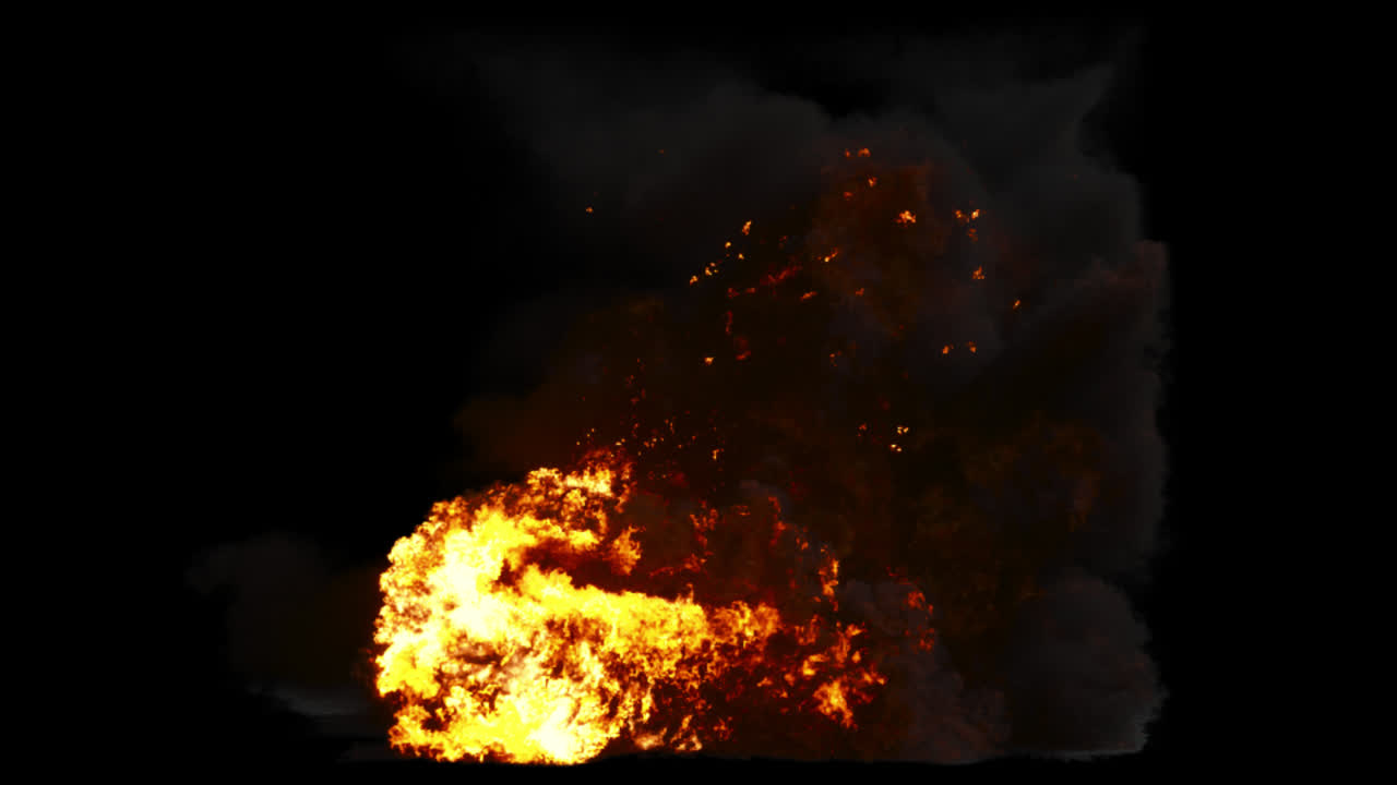 gran explosión con fuego y humo