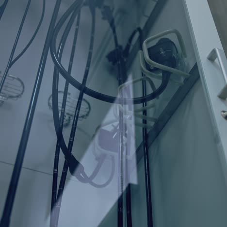 medical equipment in clinic. all necessary surgical instruments in a wardrobe in operating room