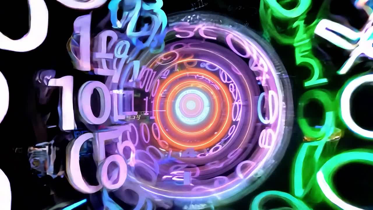 Spirale astratta di numeri luminosi