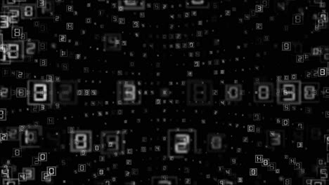 binary codes numbers hud ui on black background tech loop digital background animation 4k