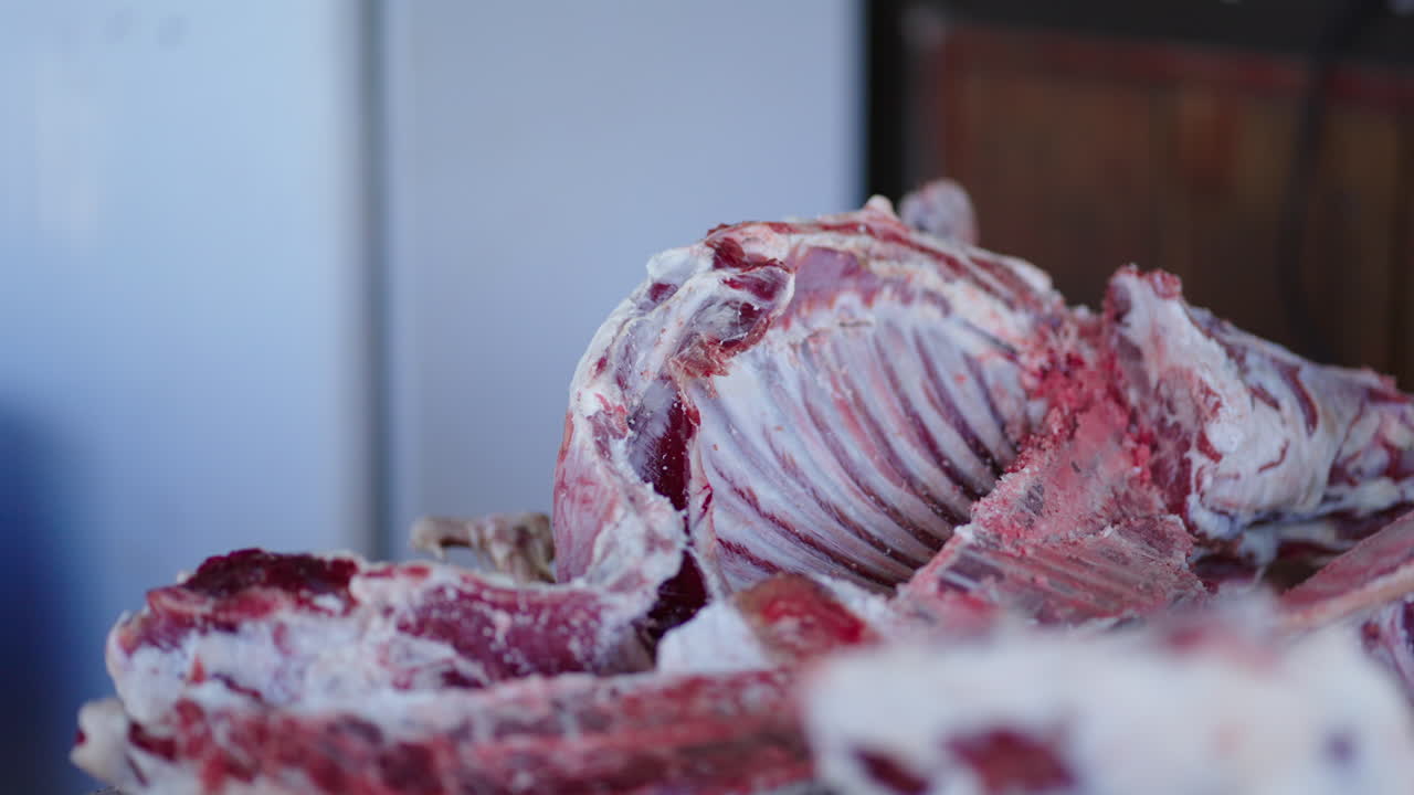Close-up view of raw Butchered Lamb Carcass meat ready for adding to delicious meal.