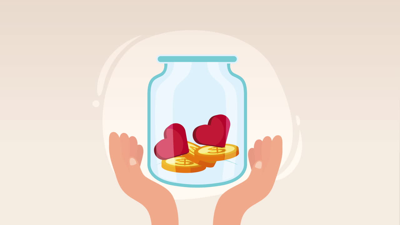 항아리 속 동전 기부 캠페인 애니메이션