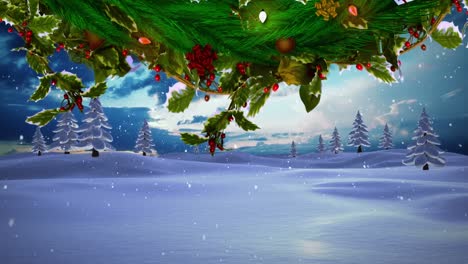 animation of snow falling over winter scenery