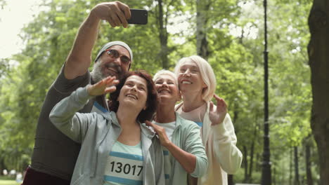 Happy Seniors Taking a Selfie After a Run
