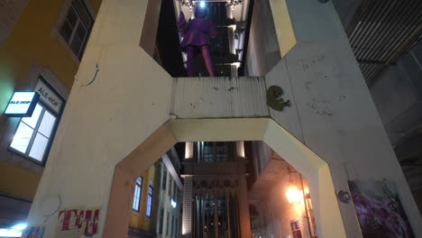 santa justa lift in lisbon at night