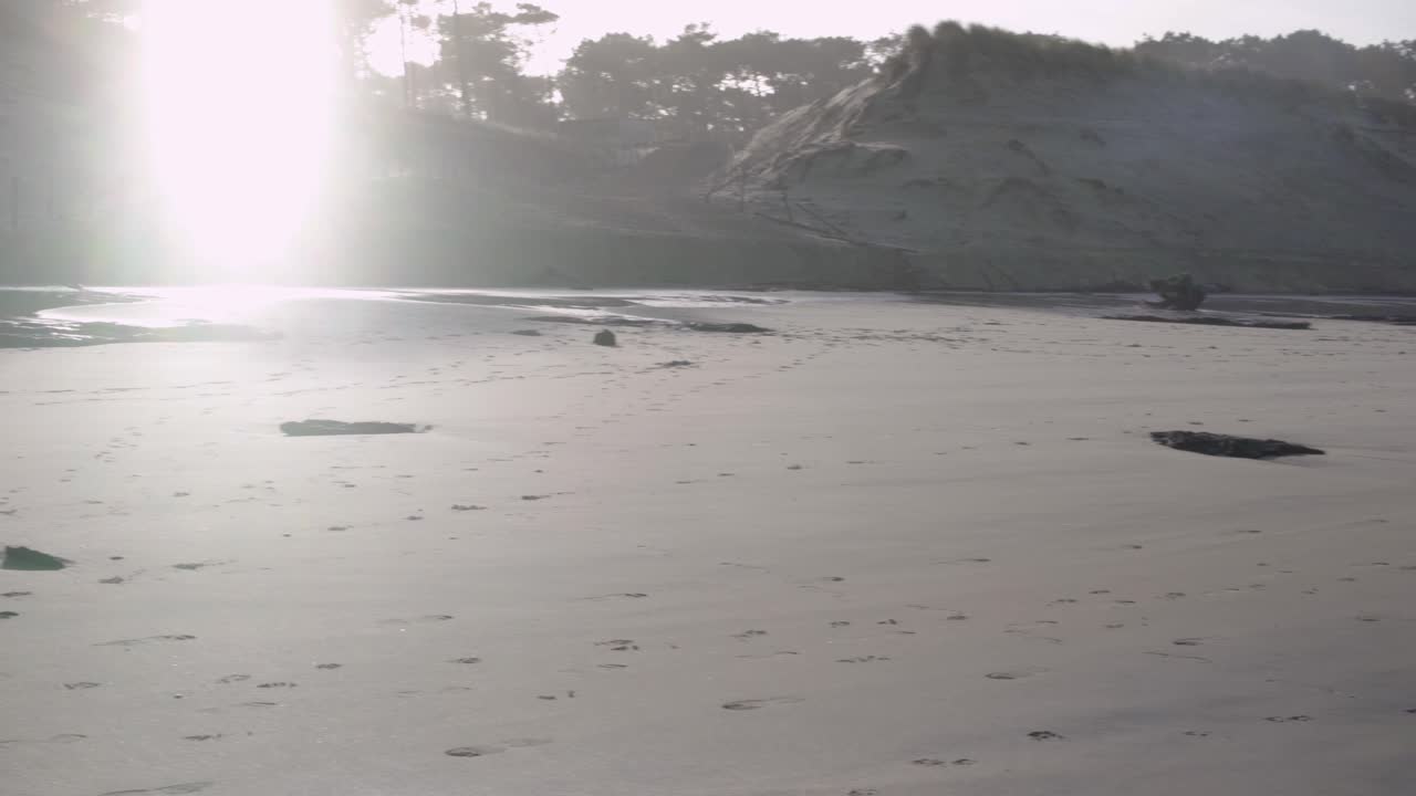 View of a beach dune sand at sunset