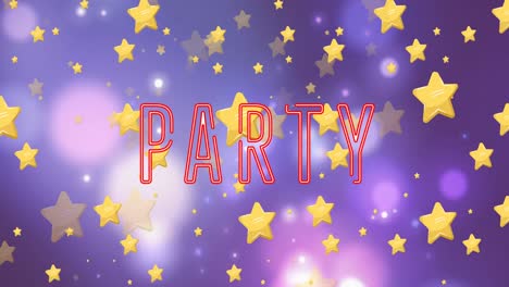 Animation-Von-Partytext-über-Sternen