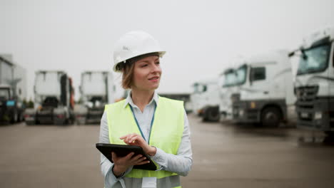 Woman-doing-trucks-inspection