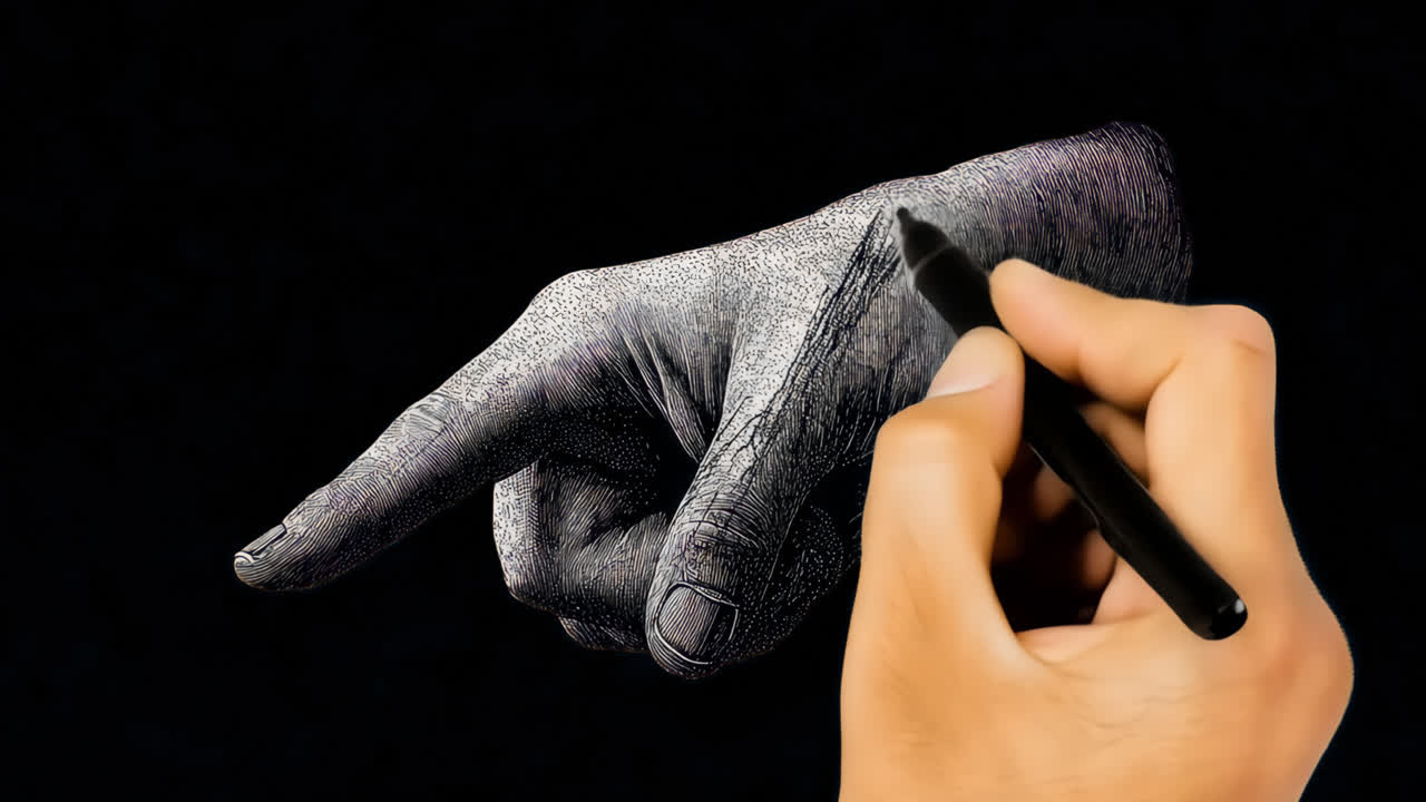 Illustrazione artistica disegnata a mano come overlay animato, video 4K trasparente, canale alfa, ProRes