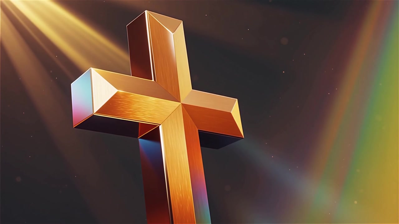 Croce Cristiana Luce Celestiale Sfondo per il Culto.