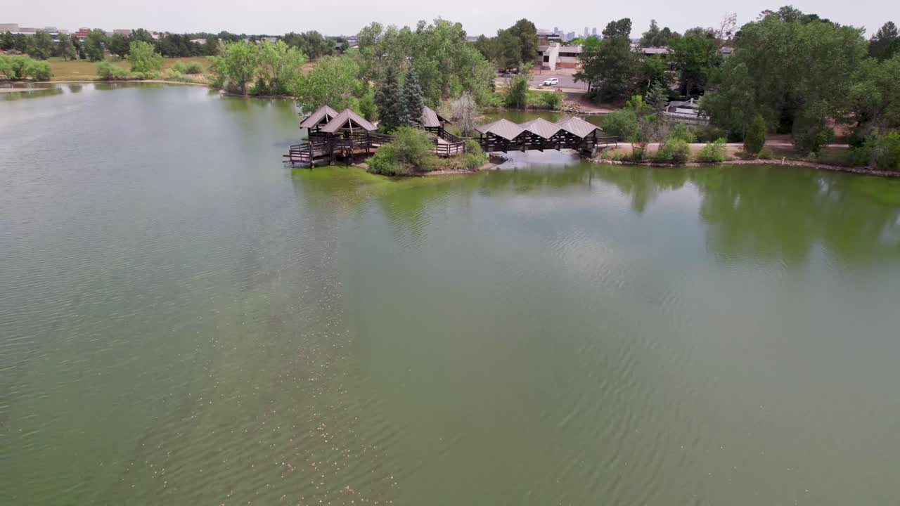 Scenic Lake with Gazebo and Bridge