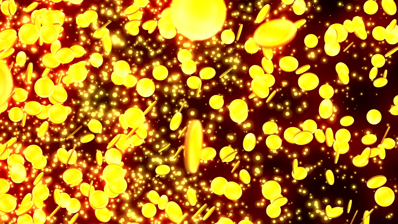 금 동전 입자, cg 애니메이션, 루프