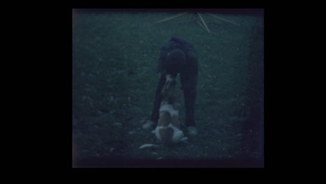 1964 cute 5 year old boy and his dog