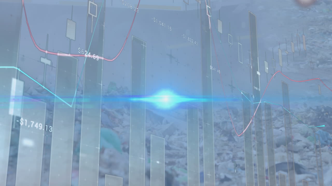 폐기물 처분 장소에 대한 통계 및 데이터 처리의 애니메이션