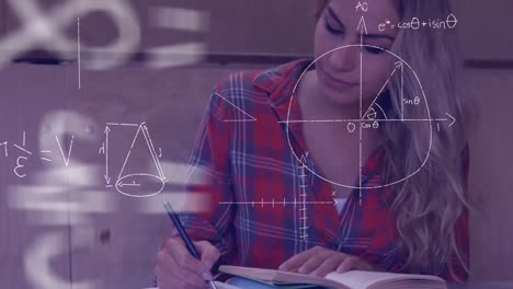 Female-student-studying-and-mathematical-equations