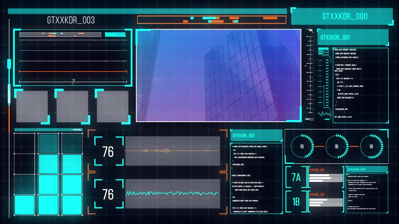 animación del procesamiento de datos en una pantalla digital