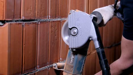 cutting brick wall with circular saw