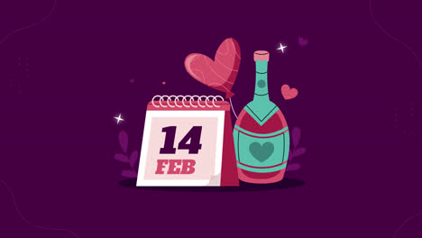celebración del día de san valentín con champán