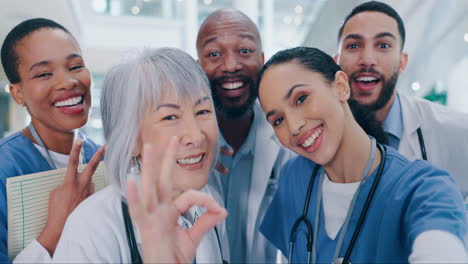 healthcare selfie, face and doctors