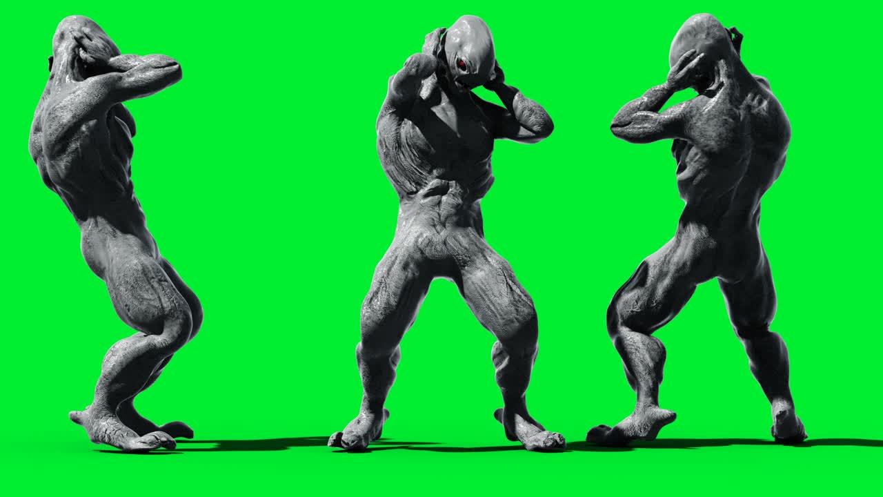 무서운 괴물 애니메이션, 물리적, 모션, 흐릿한, 현실적인 4k 애니메이션, 그린 스크린