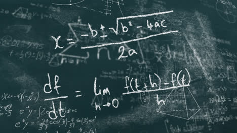 animación de ecuaciones matemáticas que se mueven sobre fondo verde
