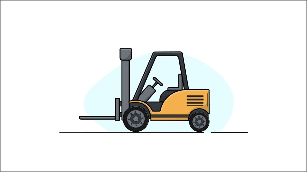 Carrello elevatore animato che si muove a sinistra e a destra