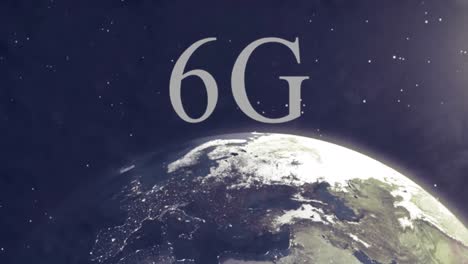animación de texto de 6g sobre el globo
